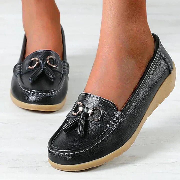Ashford | Ingrid – Women’s Leather Moccasins – Cushioned Sole – Tassel Detail - Ashford London Clothing