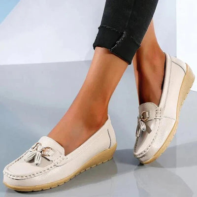 Ashford | Ingrid – Women’s Leather Moccasins – Cushioned Sole – Tassel Detail - Ashford London Clothing