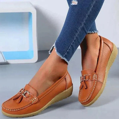 Ashford | Ingrid – Women’s Leather Moccasins – Cushioned Sole – Tassel Detail - Ashford London Clothing