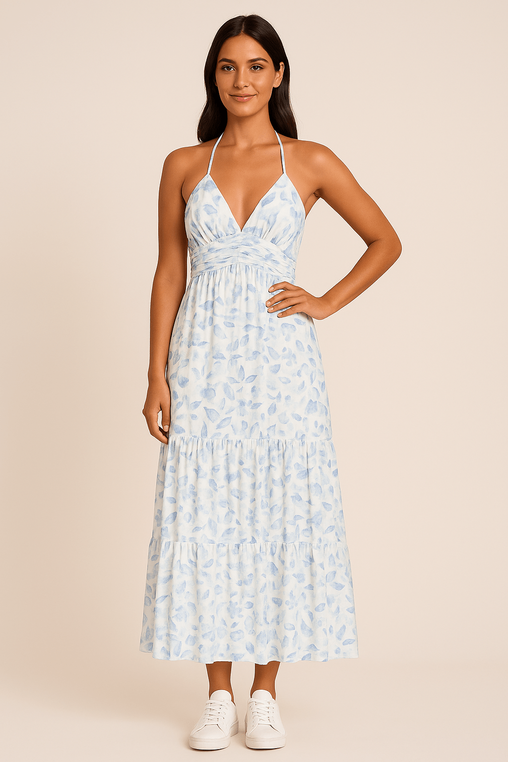 Ashford | Isabel – Floral Halter Maxi Dress – Lightweight Chiffon, Summer Occasion Style - Ashford London Clothing