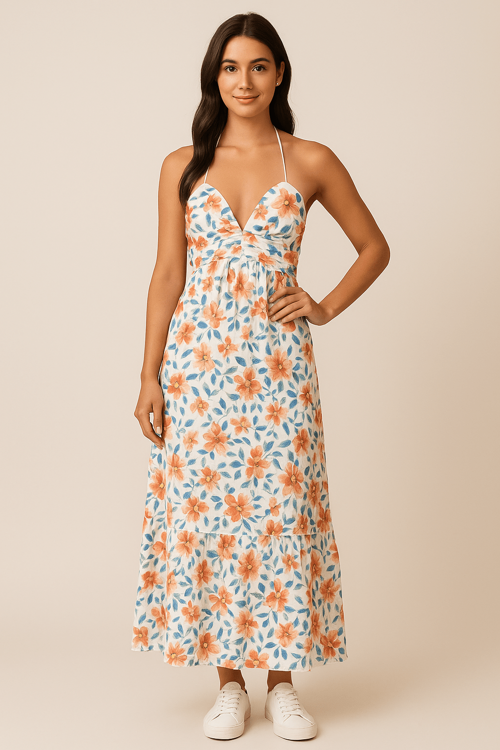 Ashford | Isabel – Floral Halter Maxi Dress – Lightweight Chiffon, Summer Occasion Style - Ashford London Clothing