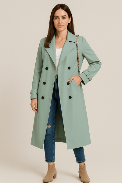 Ashford | Isha – Women’s Relaxed Double - Breasted Trench Coat with Belted Waist - Ashford London Clothing