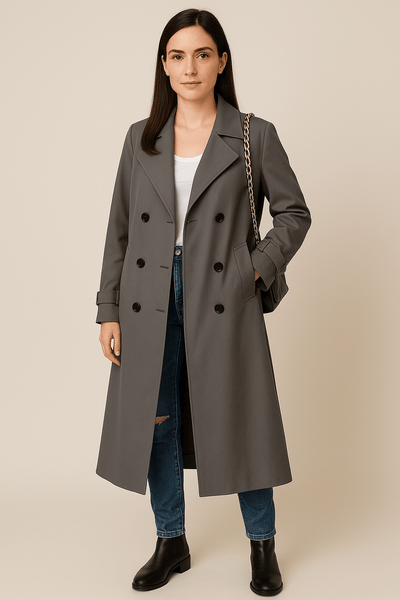 Ashford | Isha – Women’s Relaxed Double - Breasted Trench Coat with Belted Waist - Ashford London Clothing