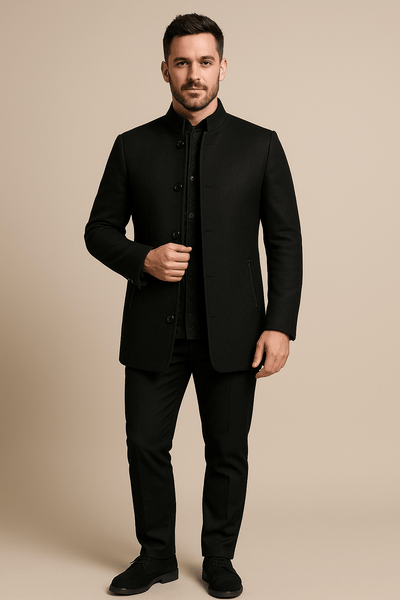 Ashford | Ivar – Men’s Wool Trench Coat with Belted Waist & Modern Button - Up Design - Ashford London Clothing