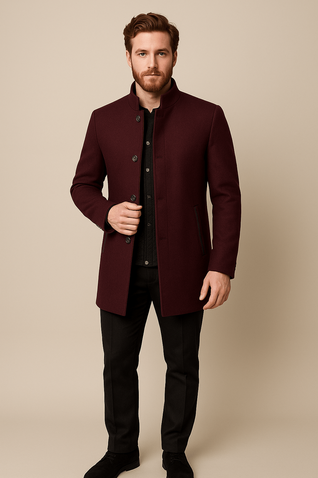 Ashford | Ivar – Men’s Wool Trench Coat with Belted Waist & Modern Button - Up Design - Ashford London Clothing