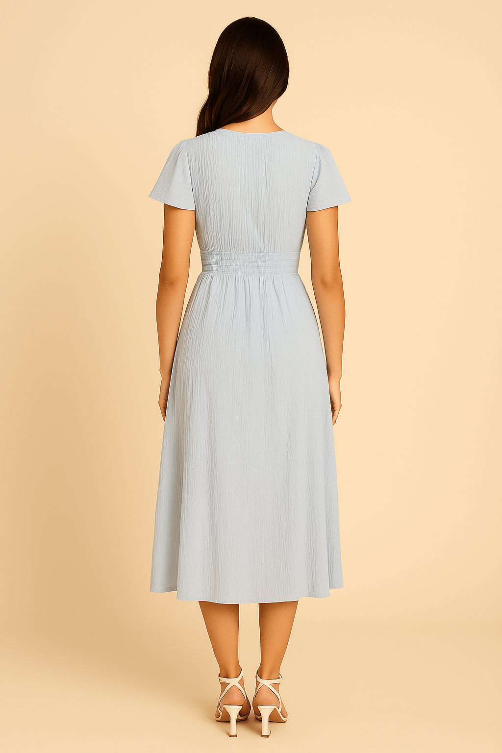 Ashford | Jenny Womens Flowy Maxi Dress With Button Front And Long Sleeves - Ashford London Clothing