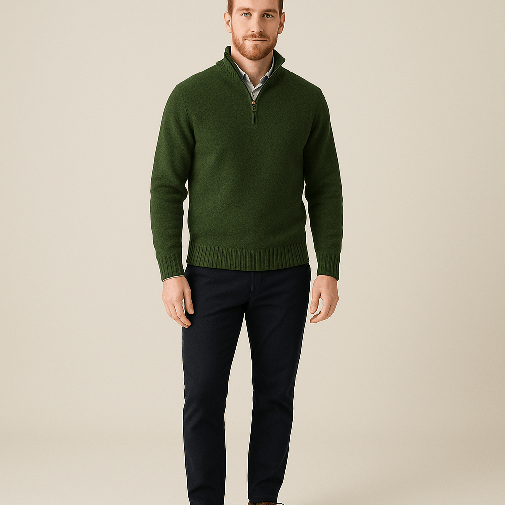 Ashford | Jorgen – Men’s Quarter - Zip Sweater with High Collar & Ribbed Knit - Ashford London Clothing
