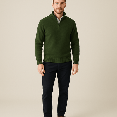 Ashford | Jorgen – Men’s Quarter - Zip Sweater with High Collar & Ribbed Knit - Ashford London Clothing