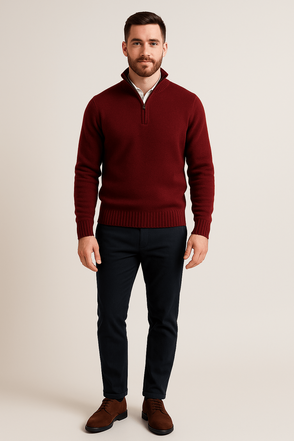 Ashford | Jorgen – Men’s Quarter - Zip Sweater with High Collar & Ribbed Knit - Ashford London Clothing