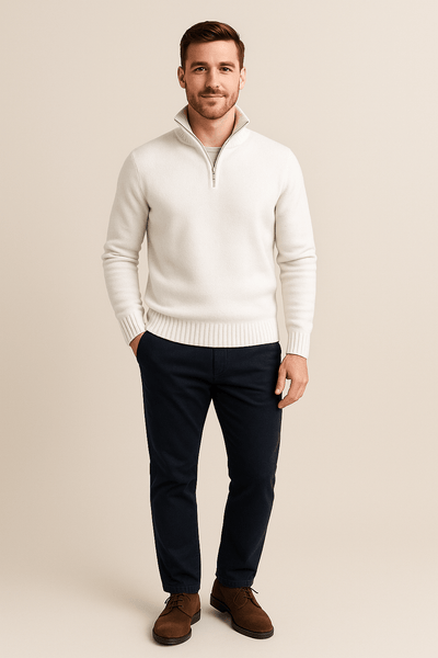 Ashford | Jorgen – Men’s Quarter - Zip Sweater with High Collar & Ribbed Knit - Ashford London Clothing