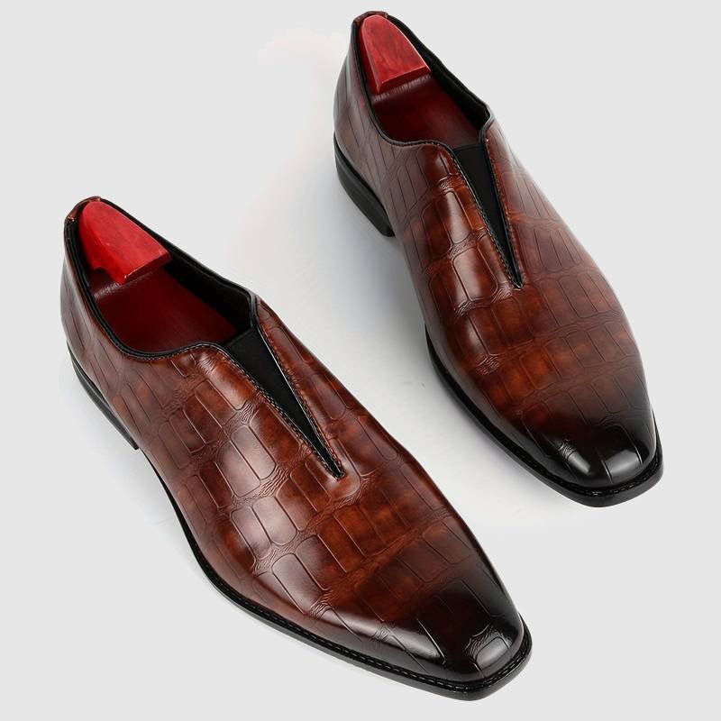 Ashford | Julian Oxford Shoes – Stone Pattern PU Leather – Round Toe Formal Elegance - Ashford London Clothing