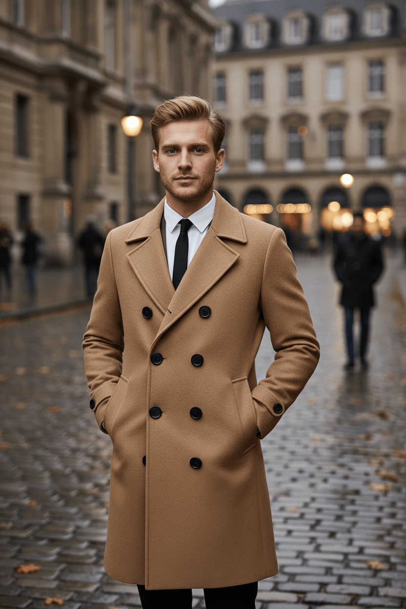 Ashford | Kael – Men’s Wool Double - Breasted Trench Coat with Tailored Fit - Ashford London Clothing