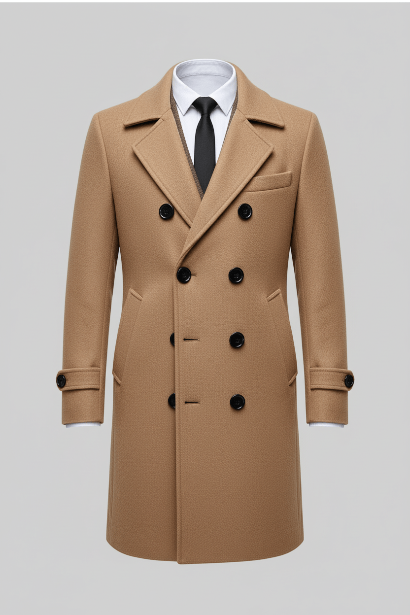 Ashford | Kael – Men’s Wool Double - Breasted Trench Coat with Tailored Fit - Ashford London Clothing