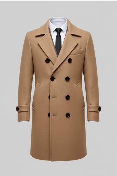 Ashford | Kael – Men’s Wool Double - Breasted Trench Coat with Tailored Fit - Ashford London Clothing