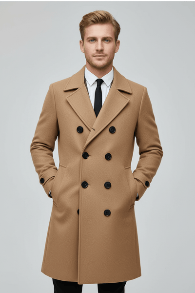 Ashford | Kael – Men’s Wool Double - Breasted Trench Coat with Tailored Fit - Ashford London Clothing