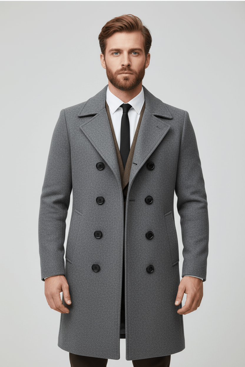 Ashford | Kael – Men’s Wool Double - Breasted Trench Coat with Tailored Fit - Ashford London Clothing