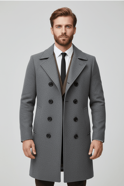 Ashford | Kael – Men’s Wool Double - Breasted Trench Coat with Tailored Fit - Ashford London Clothing