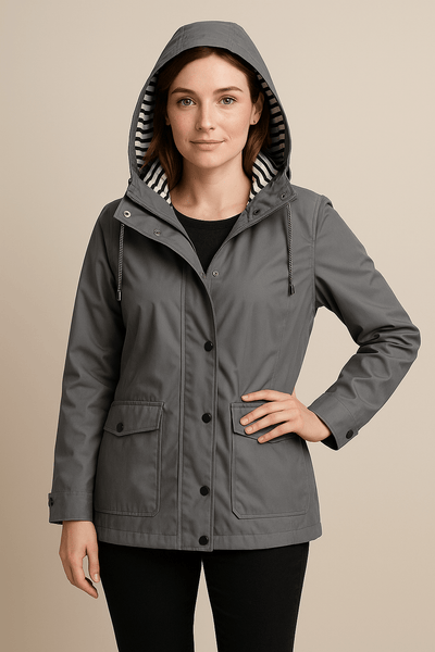 Ashford | Kaia – Women’s Mid - Length Water - Resistant Raincoat – Adjustable Hood - Ashford London Clothing