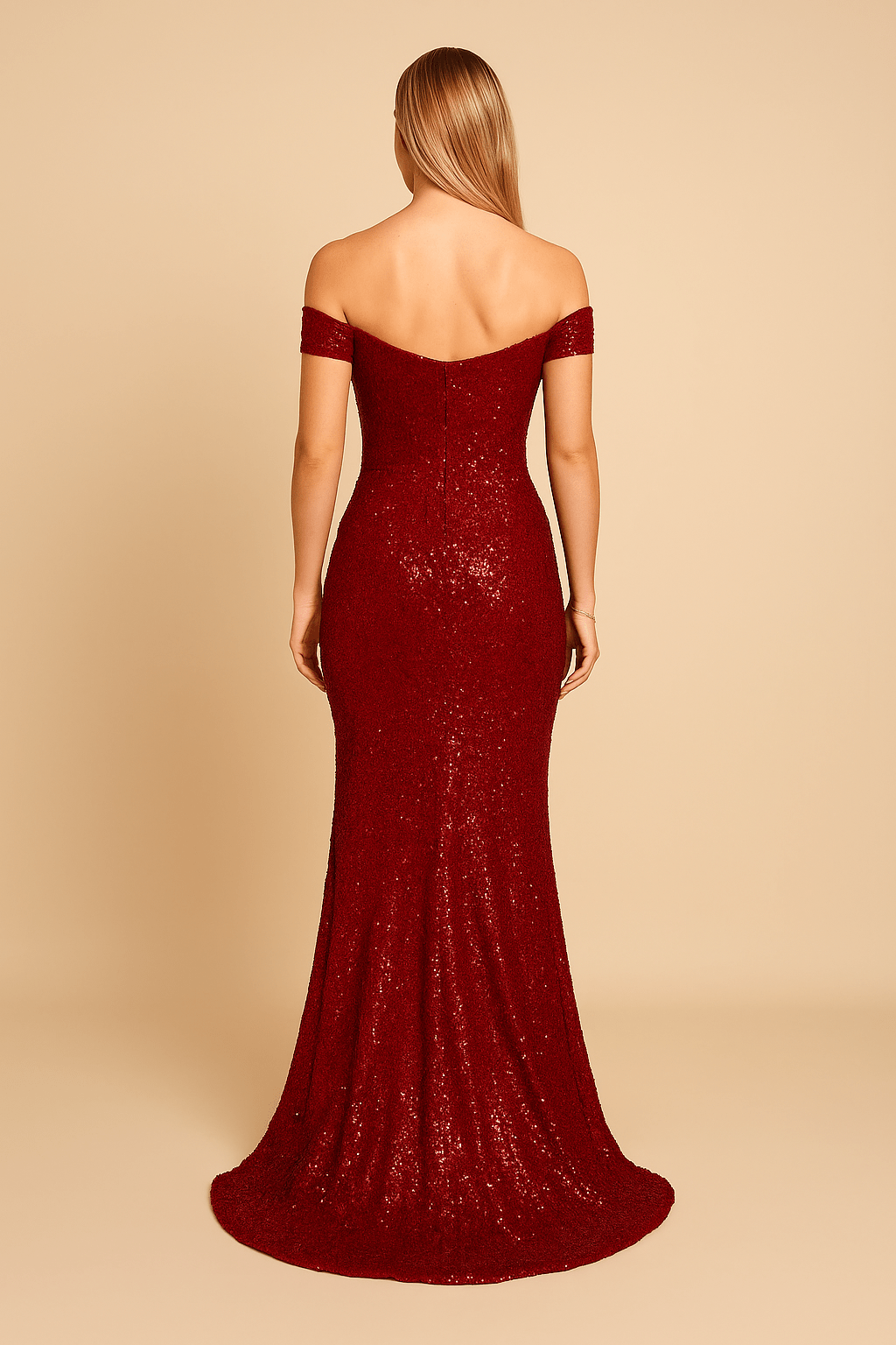 Ashford | Kate Sequin Off Shoulder Slit Dress - Ashford London Clothing