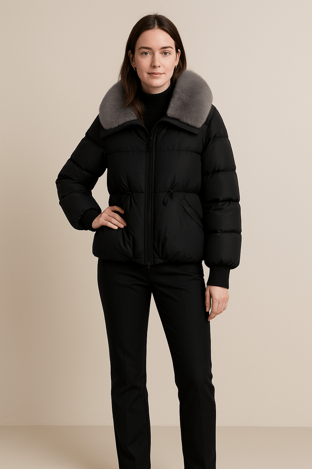 Ashford | Kendra – Women’s Oversized Quilted Puffer Jacket with Faux Fur Collar & Toggle Closure - Ashford London Clothing