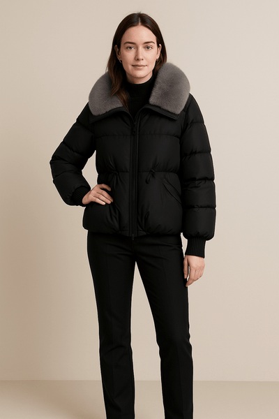 Ashford | Kendra – Women’s Oversized Quilted Puffer Jacket with Faux Fur Collar & Toggle Closure - Ashford London Clothing