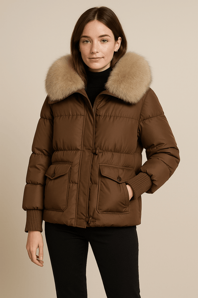 Ashford | Kendra – Women’s Oversized Quilted Puffer Jacket with Faux Fur Collar & Toggle Closure - Ashford London Clothing