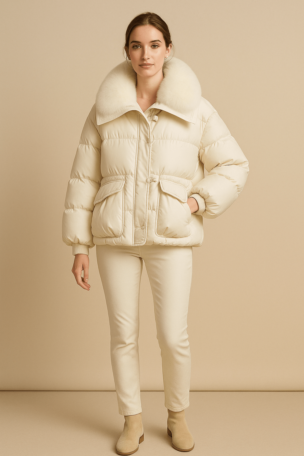 Ashford | Kendra – Women’s Oversized Quilted Puffer Jacket with Faux Fur Collar & Toggle Closure - Ashford London Clothing
