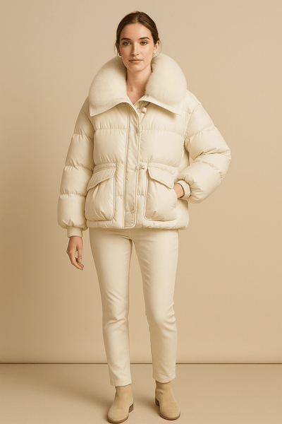 Ashford | Kendra – Women’s Oversized Quilted Puffer Jacket with Faux Fur Collar & Toggle Closure - Ashford London Clothing