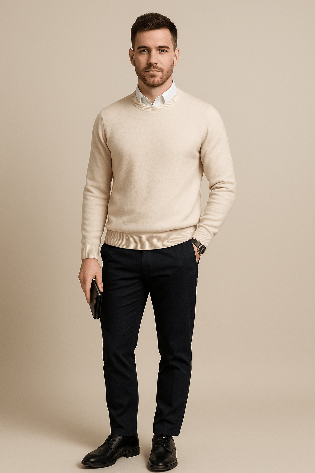 Ashford | Kenneth – Men’s Wool Blend Crew Neck Sweater with Ribbed Cuffs & Hem - Ashford London Clothing
