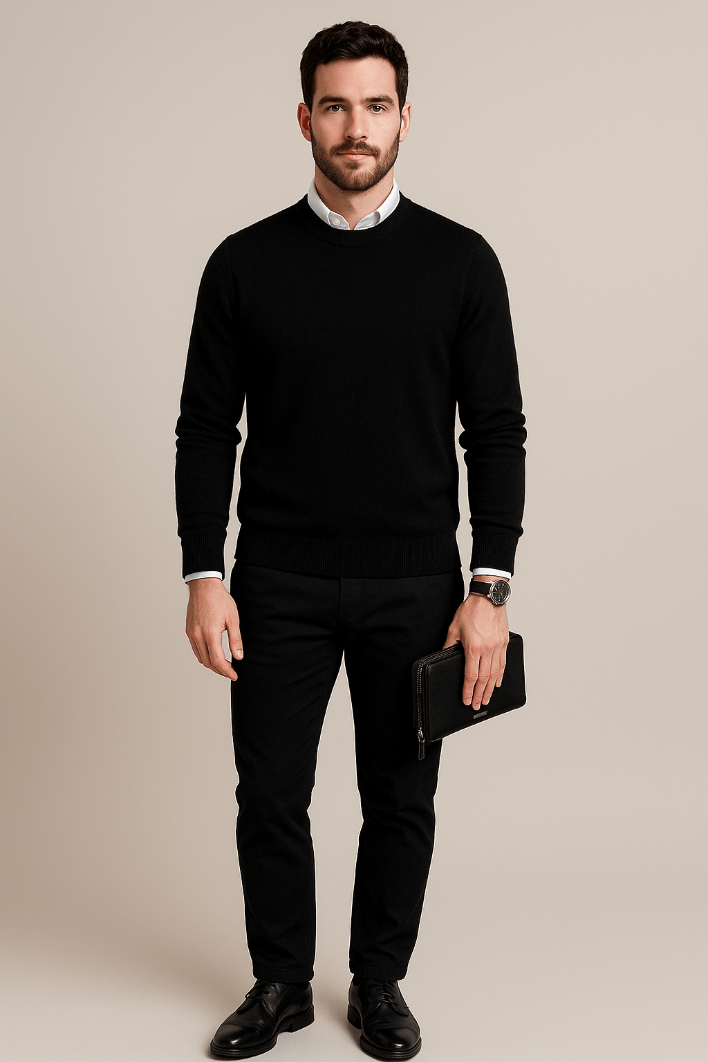 Ashford | Kenneth – Men’s Wool Blend Crew Neck Sweater with Ribbed Cuffs & Hem - Ashford London Clothing
