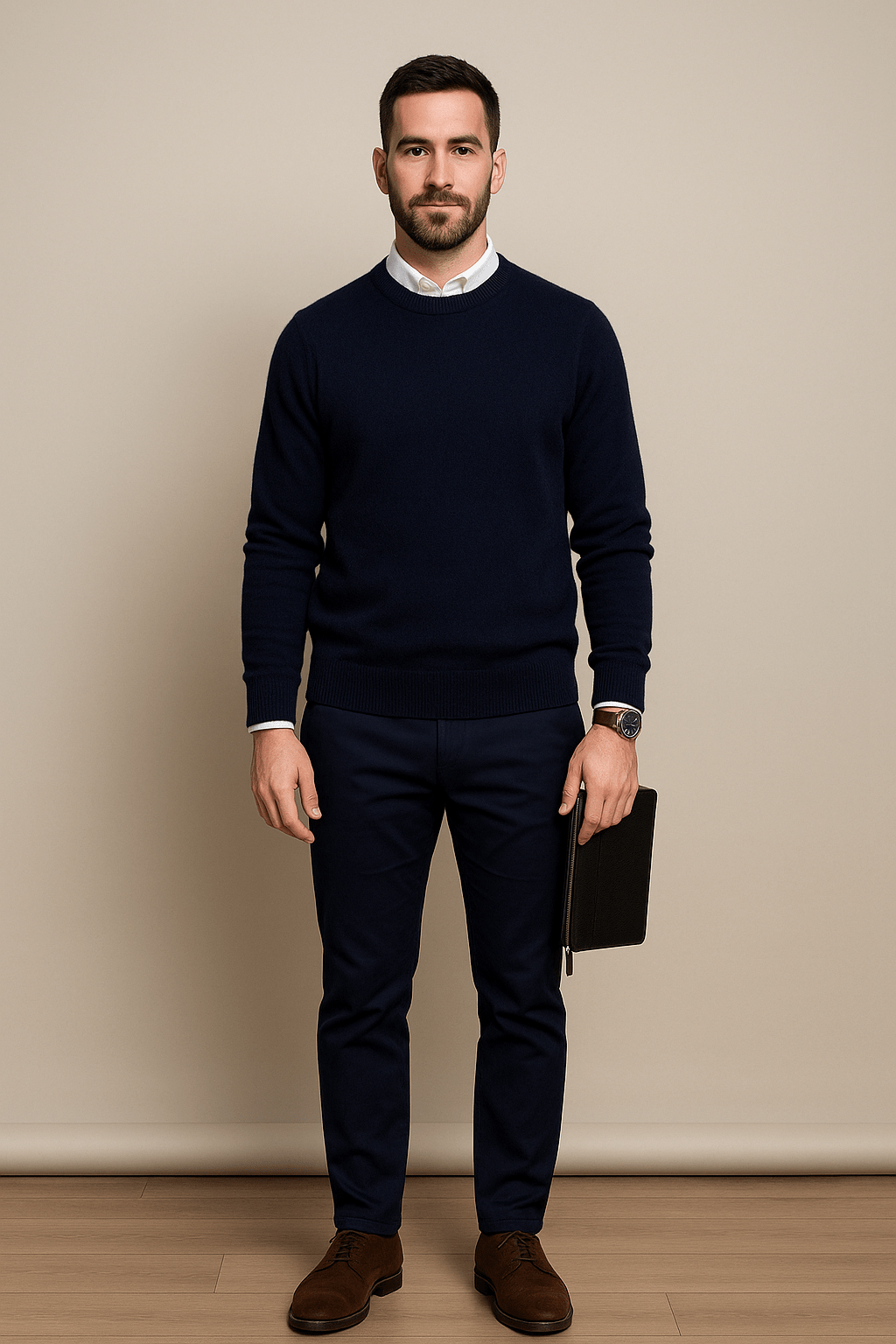 Ashford | Kenneth – Men’s Wool Blend Crew Neck Sweater with Ribbed Cuffs & Hem - Ashford London Clothing