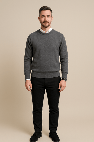 Ashford | Kenneth – Men’s Wool Blend Crew Neck Sweater with Ribbed Cuffs & Hem - Ashford London Clothing
