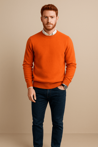 Ashford | Kenneth – Men’s Wool Blend Crew Neck Sweater with Ribbed Cuffs & Hem - Ashford London Clothing