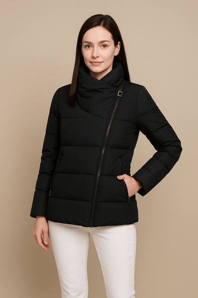 Ashford | Kerry – Women’s Quilted Padded Coat with Funnel Neck and Zip Front - Ashford London Clothing