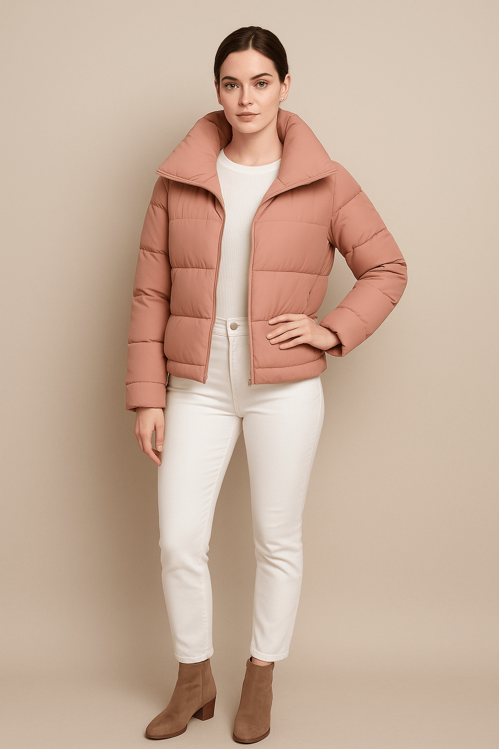 Ashford | Kerry – Women’s Quilted Padded Coat with Funnel Neck and Zip Front - Ashford London Clothing