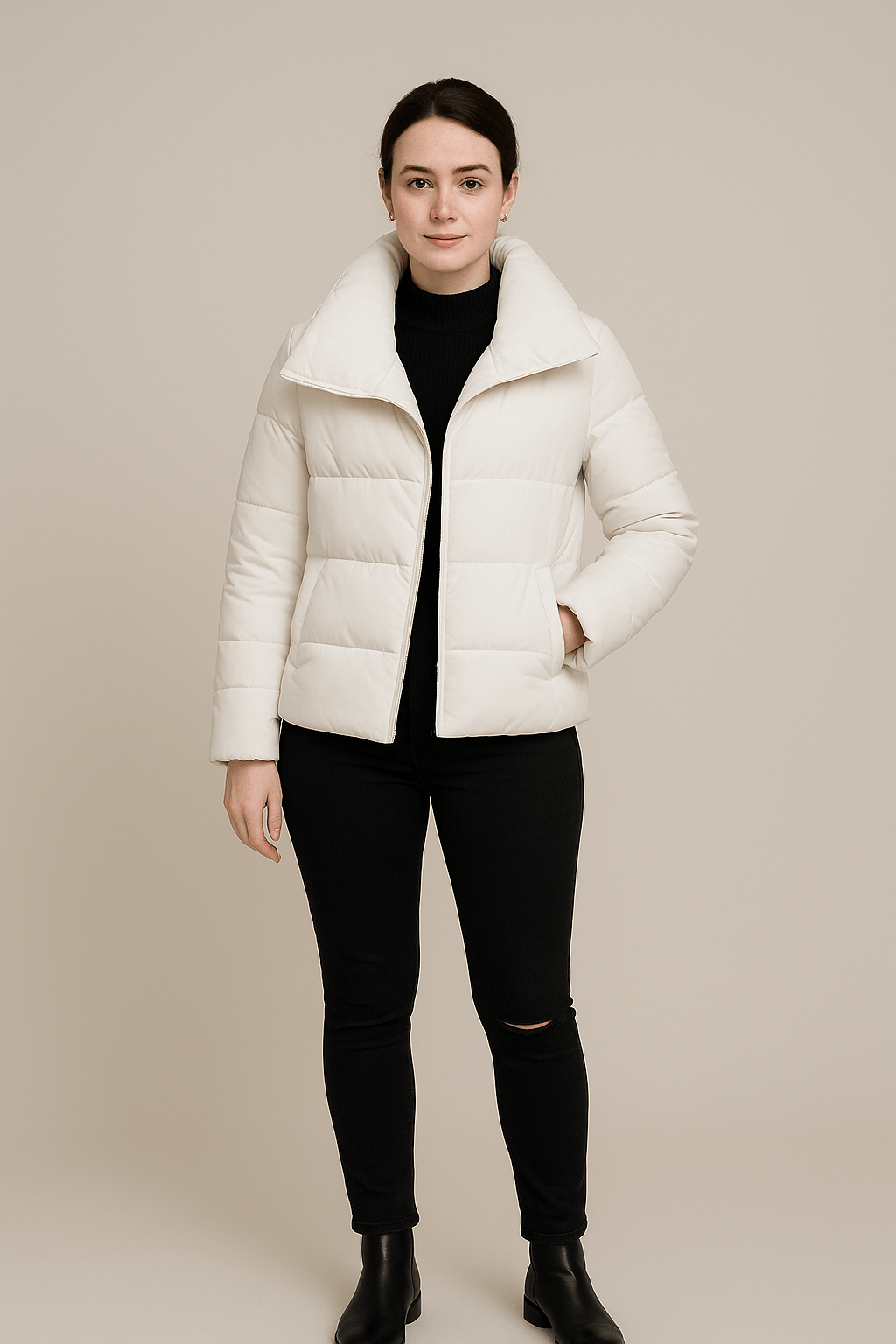 Ashford | Kerry – Women’s Quilted Padded Coat with Funnel Neck and Zip Front - Ashford London Clothing