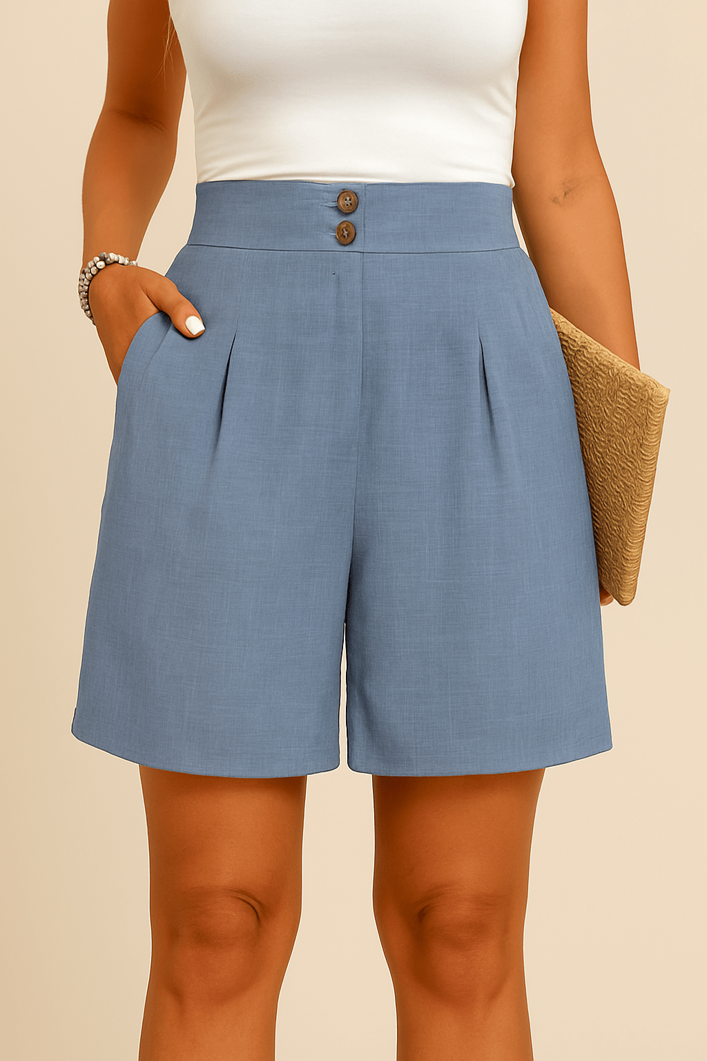 Ashford | Kira High - Waisted Pleated Wide - Leg Shorts - Ashford London Clothing