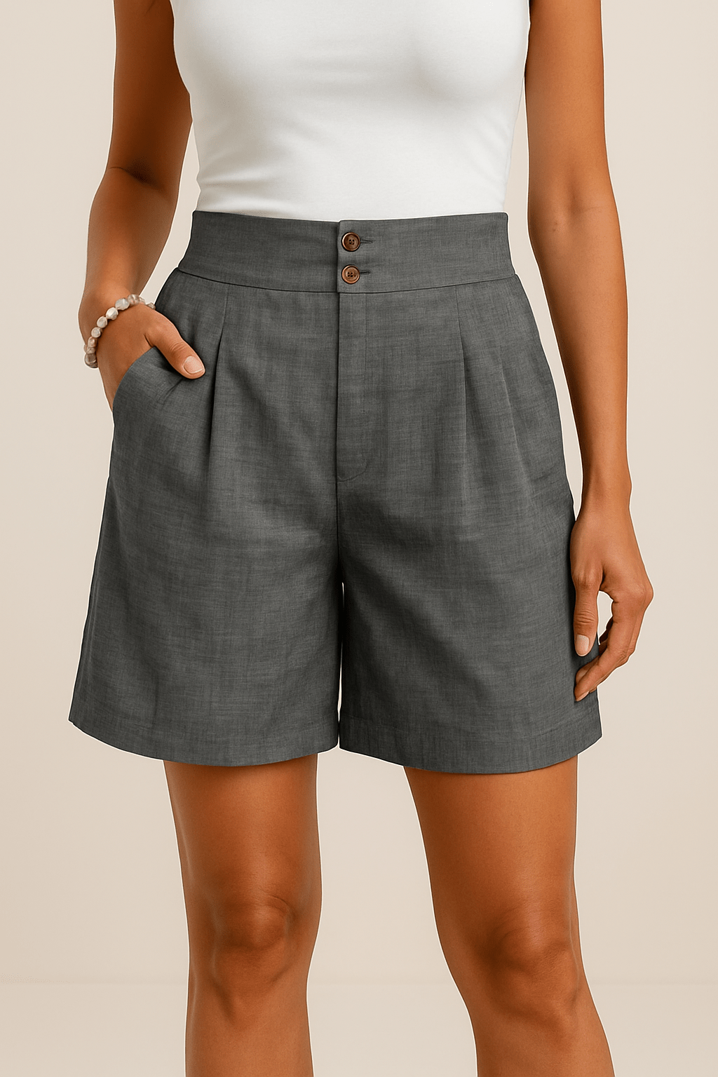 Ashford | Kira High - Waisted Pleated Wide - Leg Shorts - Ashford London Clothing