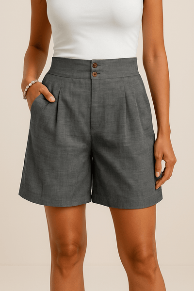 Ashford | Kira High - Waisted Pleated Wide - Leg Shorts - Ashford London Clothing