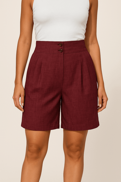 Ashford | Kira High - Waisted Pleated Wide - Leg Shorts - Ashford London Clothing