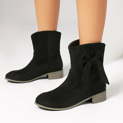 Ashford | Kirsty – Women’s Short Suede - Inspired Boots with Decorative Bow – Low Heel - Ashford London Clothing