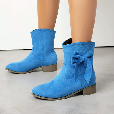 Ashford | Kirsty – Women’s Short Suede - Inspired Boots with Decorative Bow – Low Heel - Ashford London Clothing