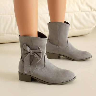 Ashford | Kirsty – Women’s Short Suede - Inspired Boots with Decorative Bow – Low Heel - Ashford London Clothing