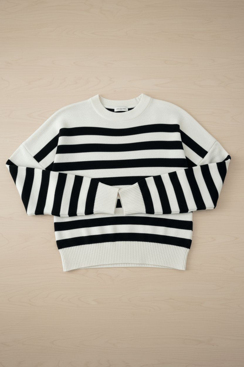 Ashford | Lani – Women’s Loose Fit Striped Knit Sweatshirt with Ribbed Hem - Ashford London Clothing