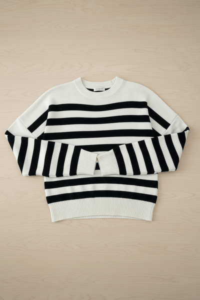 Ashford | Lani – Women’s Loose Fit Striped Knit Sweatshirt with Ribbed Hem - Ashford London Clothing
