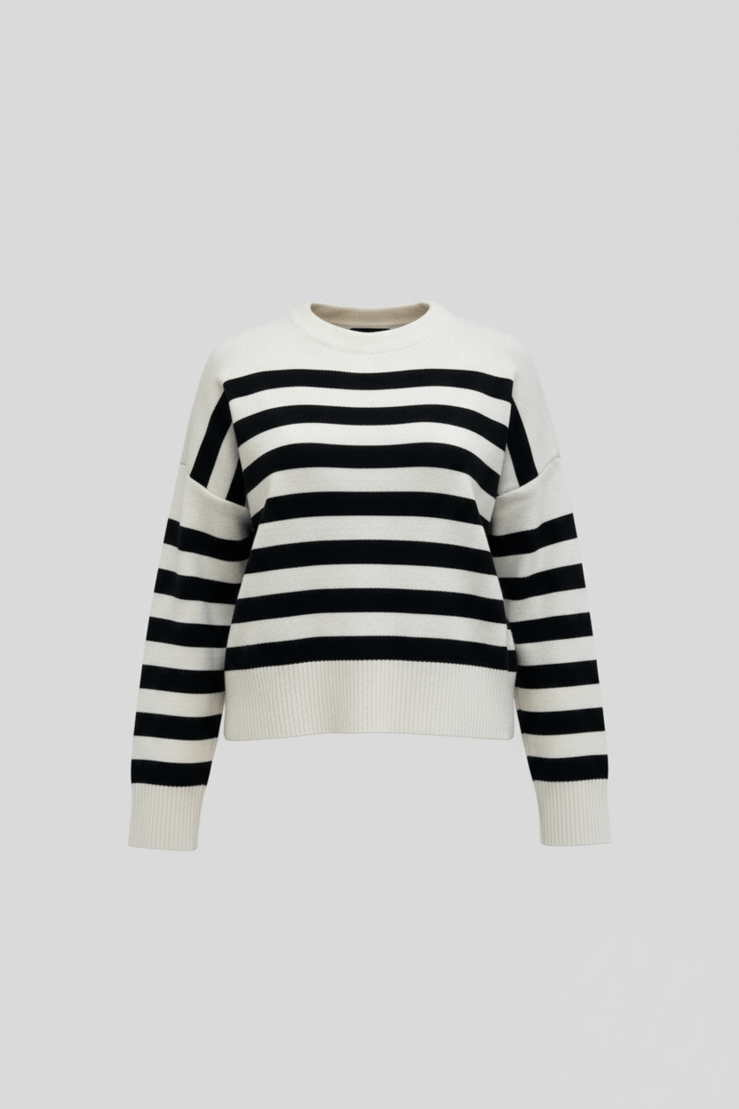 Ashford | Lani – Women’s Loose Fit Striped Knit Sweatshirt with Ribbed Hem - Ashford London Clothing