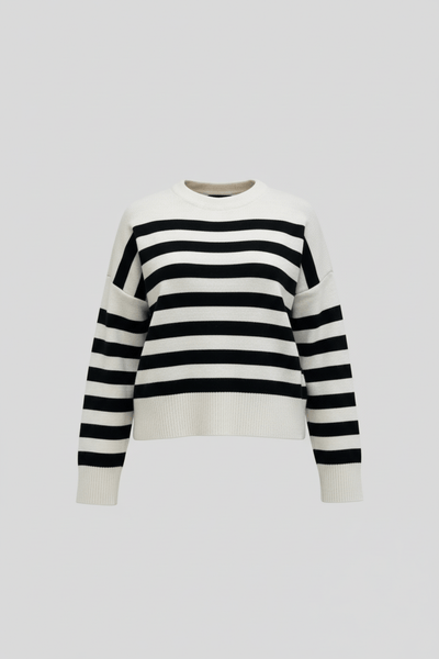 Ashford | Lani – Women’s Loose Fit Striped Knit Sweatshirt with Ribbed Hem - Ashford London Clothing
