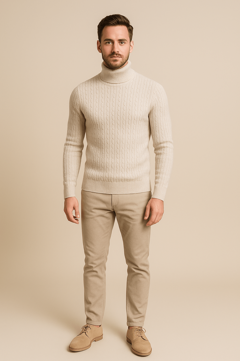Ashford | Lasse – Men’s Slim Fit Wool Turtleneck Sweater with Cable Knit Pattern - Ashford London Clothing