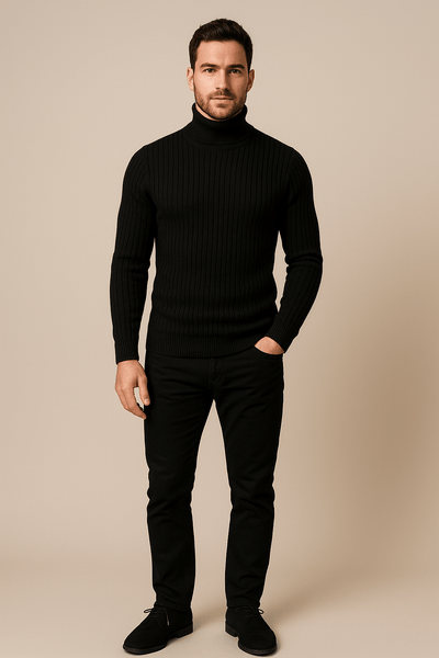 Ashford | Lasse – Men’s Slim Fit Wool Turtleneck Sweater with Cable Knit Pattern - Ashford London Clothing