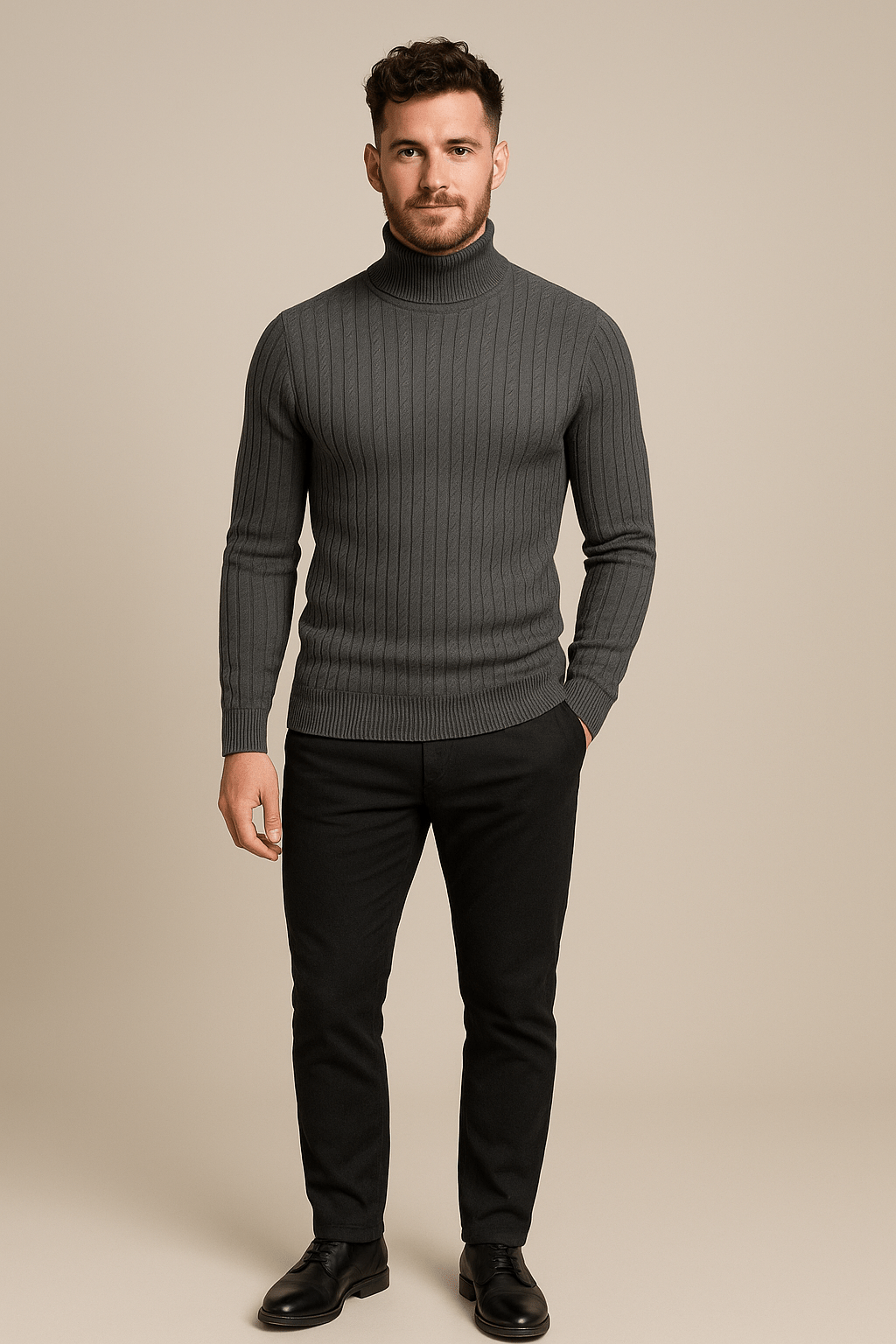 Ashford | Lasse – Men’s Slim Fit Wool Turtleneck Sweater with Cable Knit Pattern - Ashford London Clothing